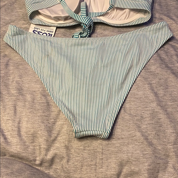 Shade & Shore Blue and White Striped Bikini Set Top 38DD Bottom XL NWT - Picture 8 of 8